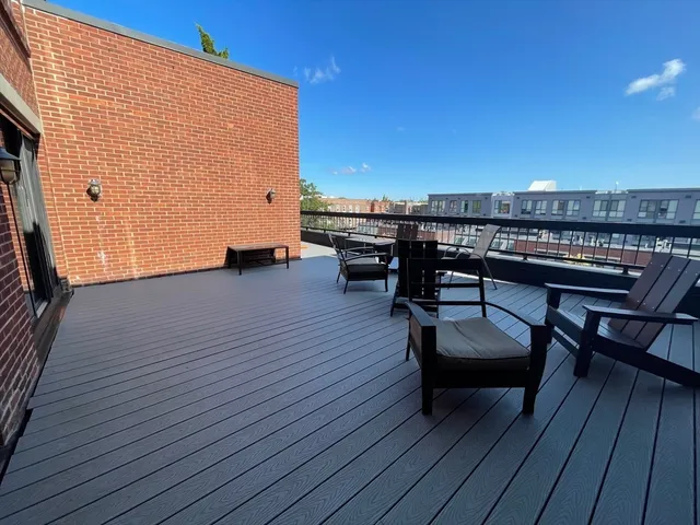a view of a terrace with seating space