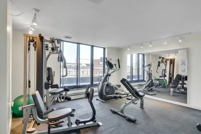 a view of a room with gym equipment