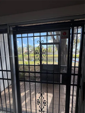 a view of a glass door