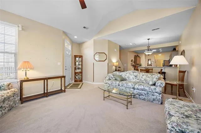 a living room with furniture