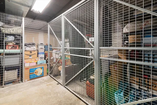 a view of a balcony with door