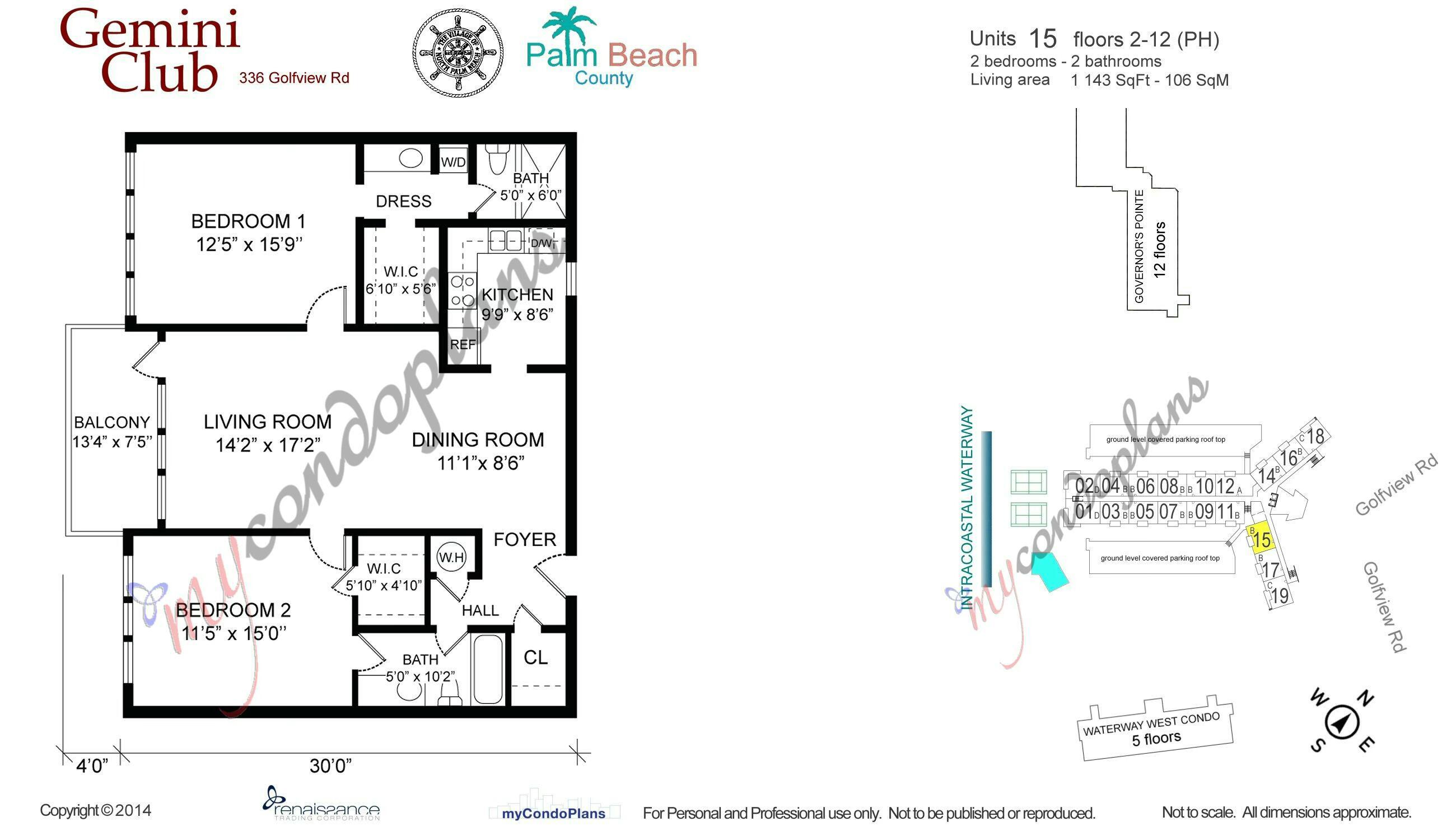 336 Golfview Road, Unit PH #15 North Palm Beach, FL 33408 - Photo 39 of 39 Floor Plan