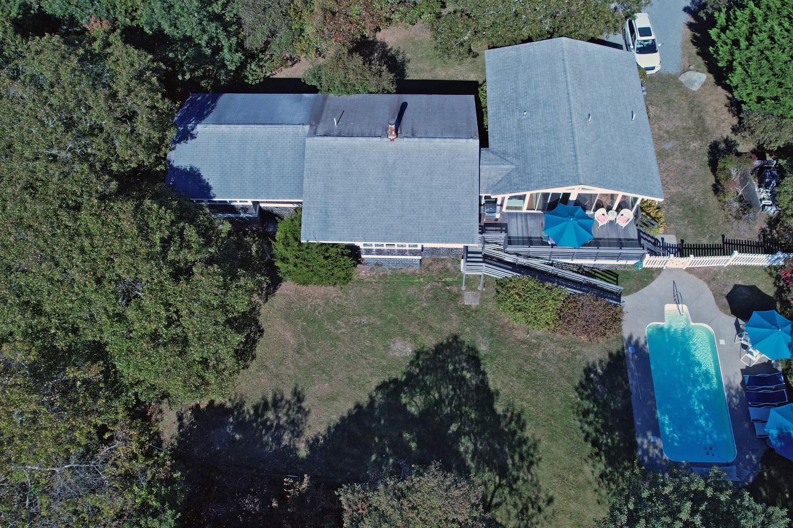 6 Trail End Chilmark, MA 02535 - Photo 16 of 16 an aerial view of a house with yard swimming pool and outdoor seating