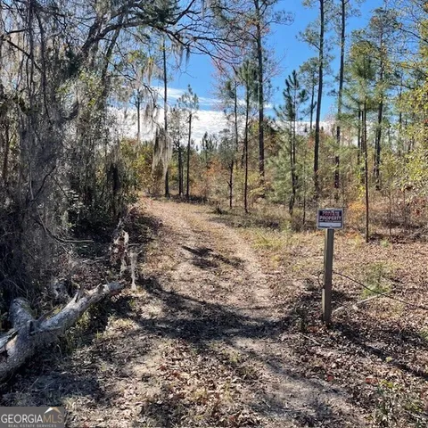 a view of a road with trees