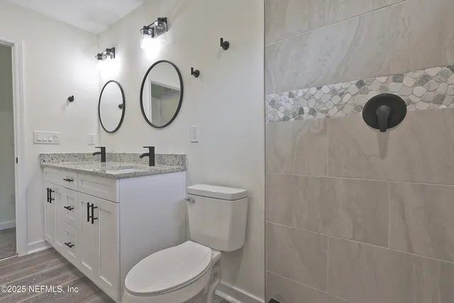 a view of a room with racks on the wall