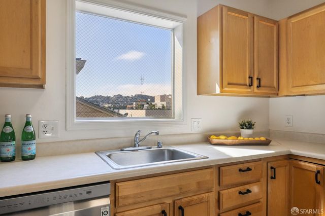 a kitchen with stainless steel appliances granite countertop white cabinets a sink and a potted plant