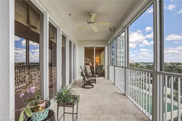 a view of a porch with furniture