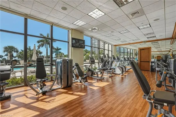 a view of a room with gym equipment