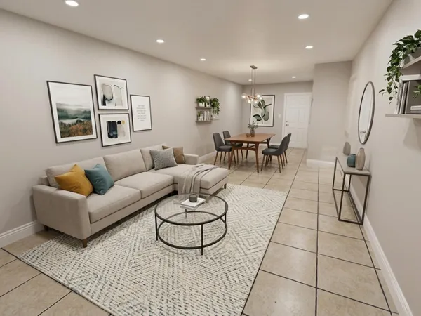 a living room with furniture and a couch