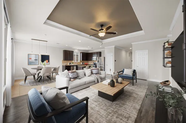 a living room with furniture