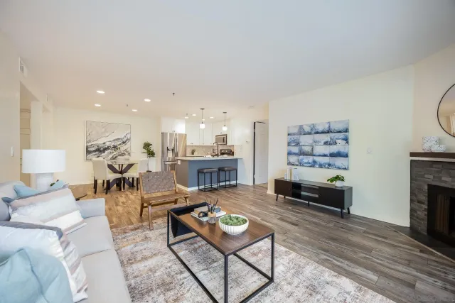 a living room with furniture and a couch