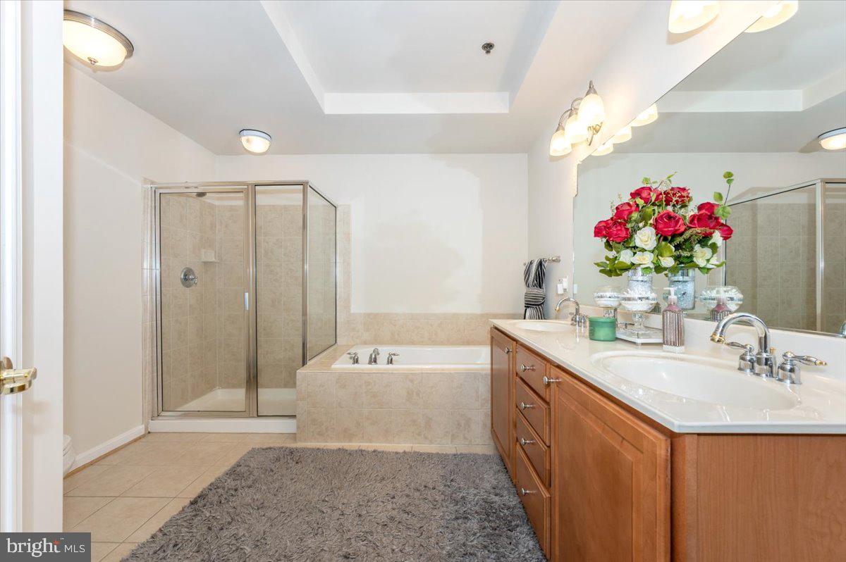 3541 Huntley Manor Lane, Unit 79B Alexandria, VA 22306 - Photo 28 of 40 a spacious bathroom with a tub sink mirror and vanity