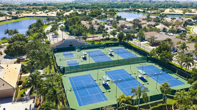 an aerial view of tennis court