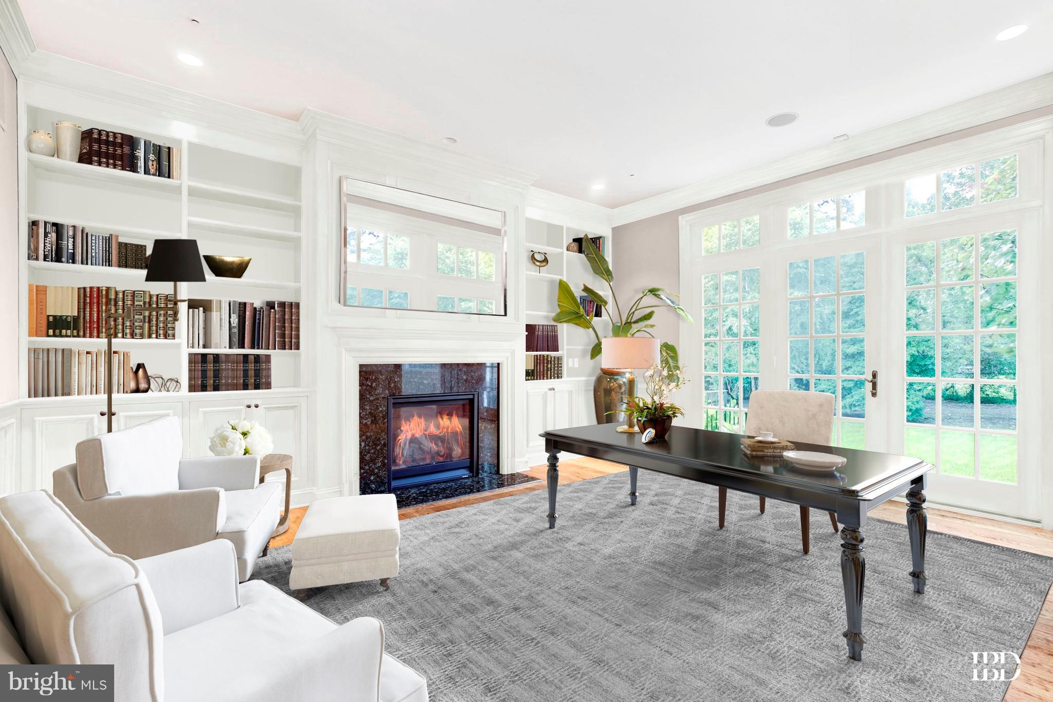 9809 Newhall Road Potomac, MD 20854 - Photo 6 of 37 a living room with furniture and a fireplace