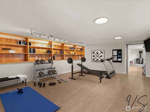 view of a room with gym equipment