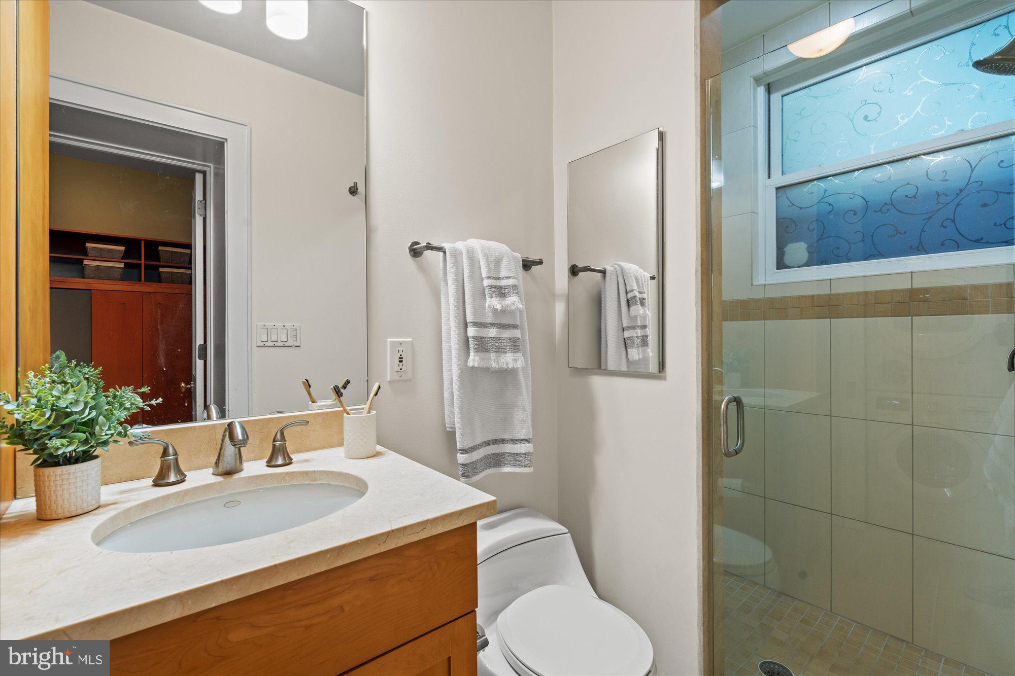 1817 Swann Street Northwest, Unit B Washington, DC 20009 - Photo 18 of 34 a bathroom with a sink toilet and shower