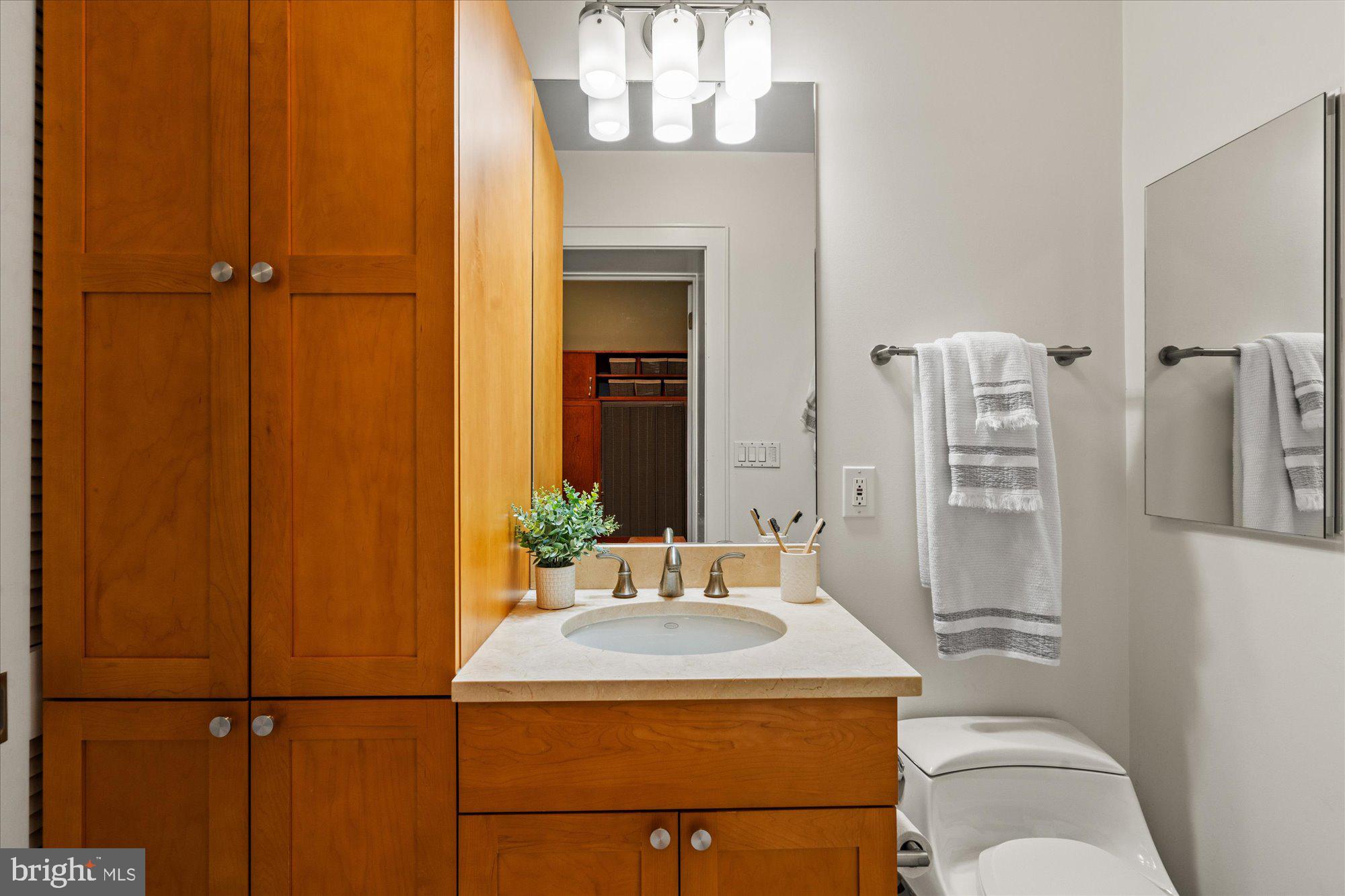 1817 Swann Street Northwest, Unit B Washington, DC 20009 - Photo 21 of 34 a bathroom with a sink and a mirror