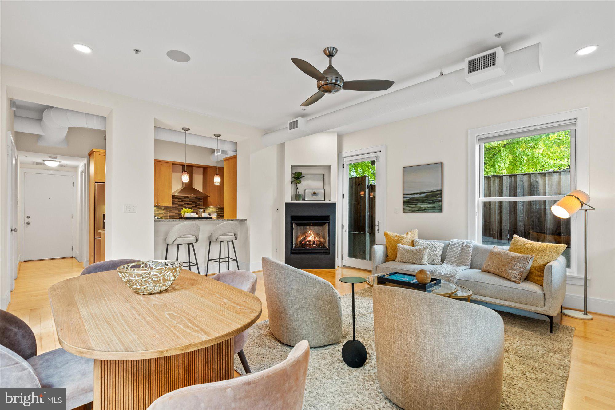 1817 Swann Street Northwest, Unit B Washington, DC 20009 - Photo 5 of 34 a living room with furniture a fireplace and a flat screen tv