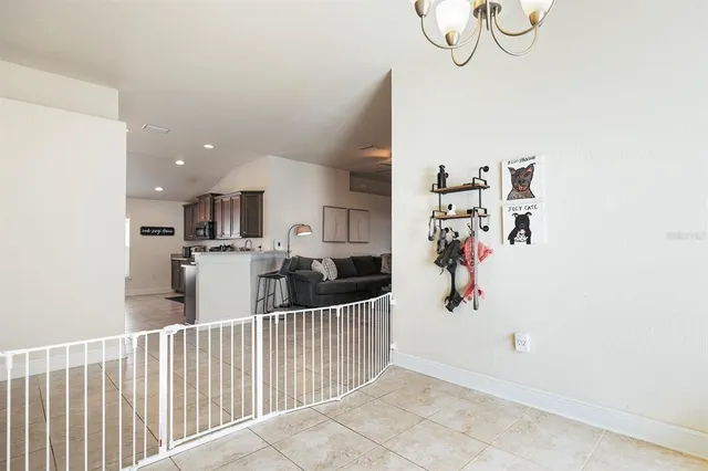 a view of a hallway with workspace