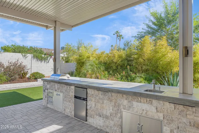 a view of a porch with a yard