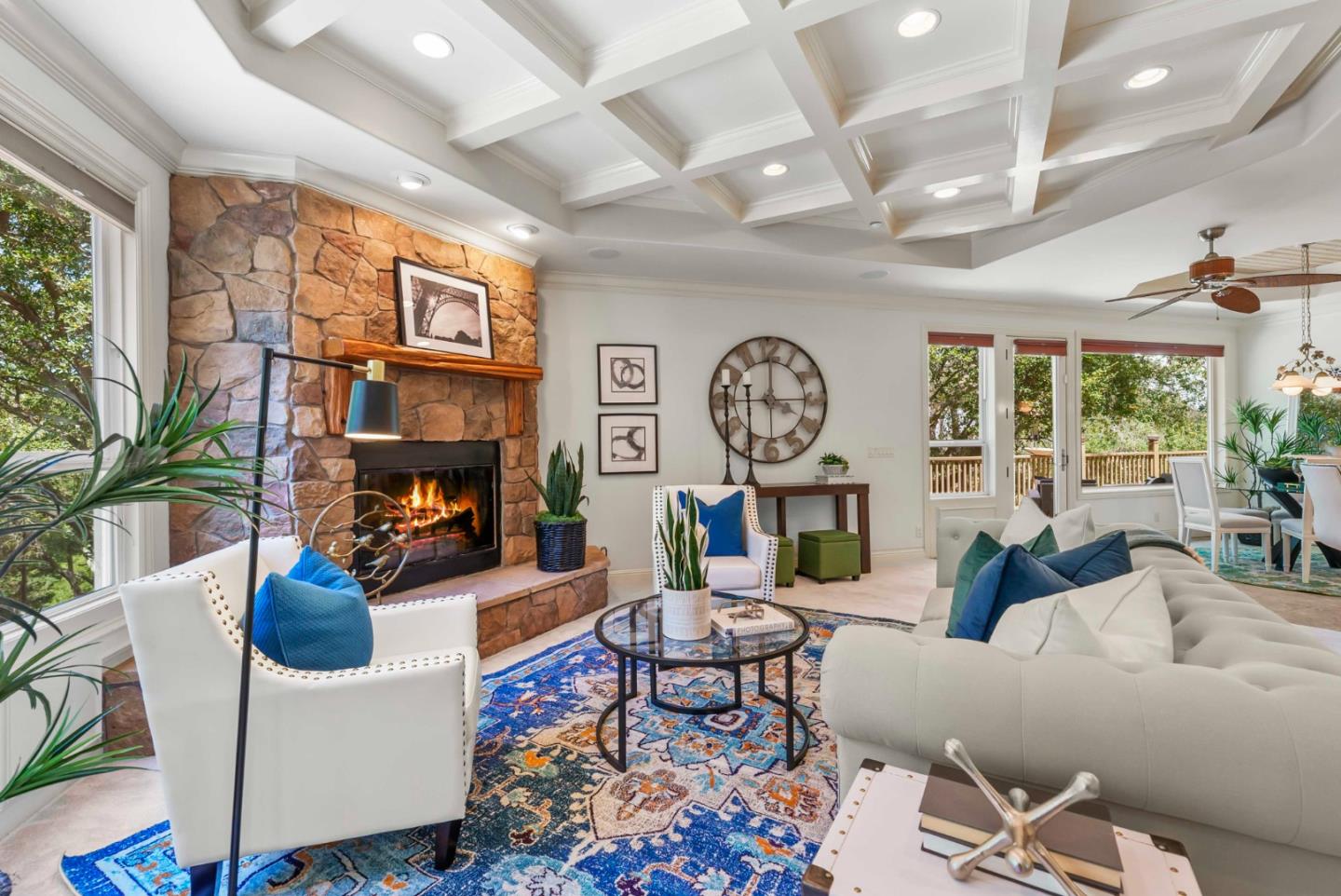 2390 Rockwood Ranch Road Morgan Hill, CA 95037 - Photo 26 of 92 a living room with fireplace furniture and a large window