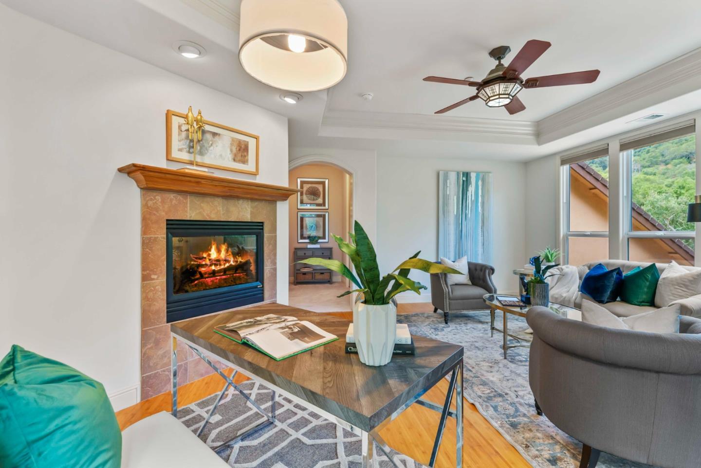 2390 Rockwood Ranch Road Morgan Hill, CA 95037 - Photo 44 of 92 a living room with furniture and a fireplace