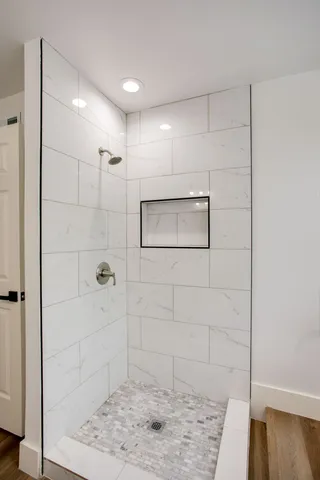 a bathroom with a shower