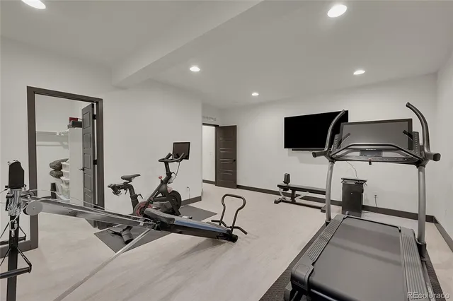 a view of a room with gym equipment