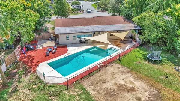 an aerial view of a house