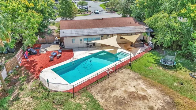an aerial view of a house