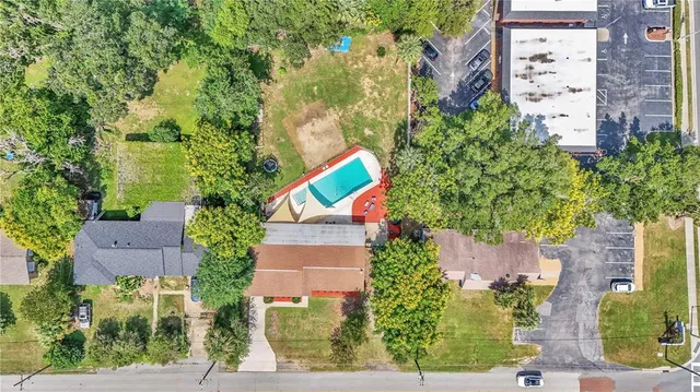 an aerial view of a house