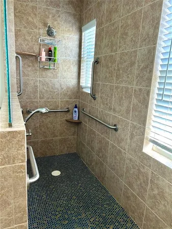 a bathroom with a shower