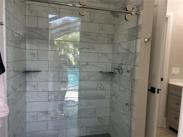 a bathroom with a shower
