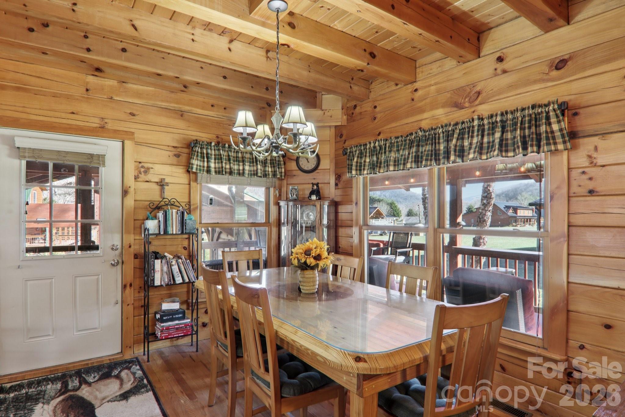 54 Meandering Way Maggie Valley, NC 28751 - Photo 9 of 47 a dining room with furniture and chandelier