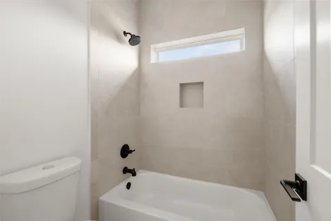 a bathroom with a bathtub