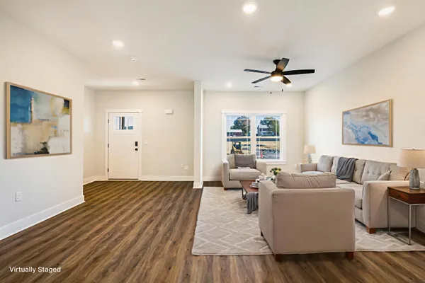 a living room with furniture