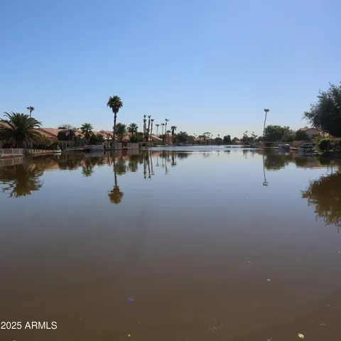 a view of a lake with houses