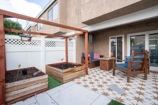 a outdoor living space with furniture