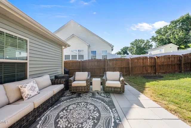 a view of a patio with a couch