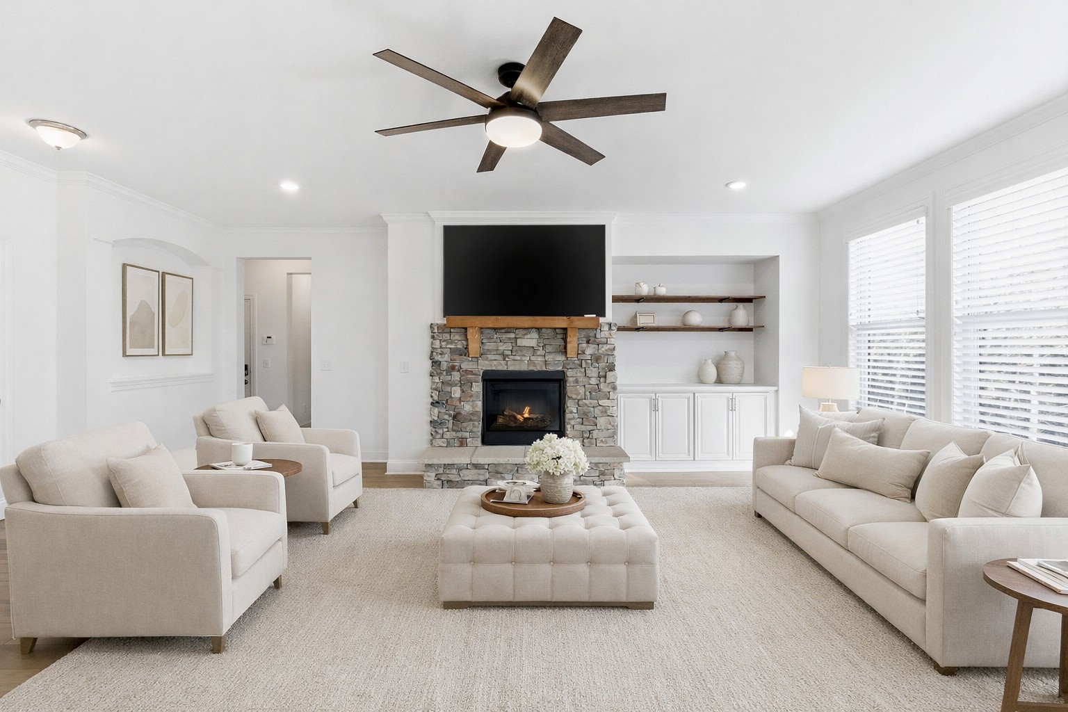 6772 Falls Ridge Lane College Grove, TN 37046 - Photo 3 of 68 a living room with furniture fireplace and a flat screen tv