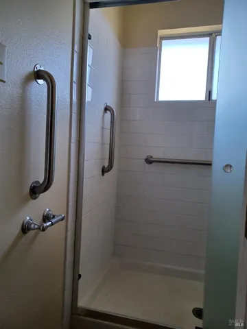 a bathroom with a bathtub