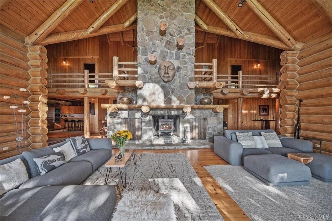 101 Mountain Lodge Road Washingtonville, NY 10992 - Photo 7 of 26 The great room's massive stone fireplace with lots of room for family and guests to relax and enjoy this retreat