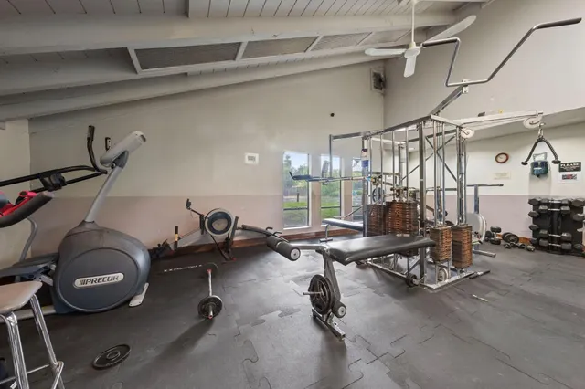 a view of a room with gym equipment