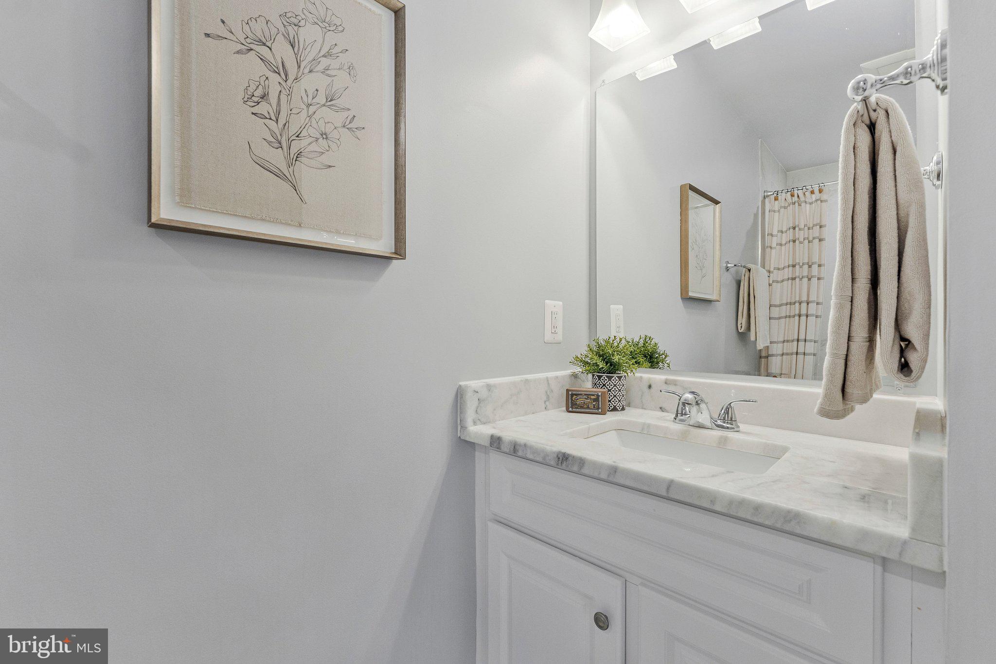 8611 Brook Road McLean, VA 22102 - Photo 70 of 104 a bathroom with a granite countertop sink and a mirror