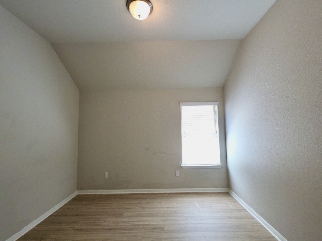 13208 Mariscan Street Manchaca, TX 78652 - Photo 14 of 31 Bedoom featuring light wood-style flooring and vaulted ceiling