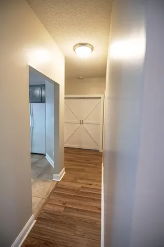 a view of an empty walk in closet