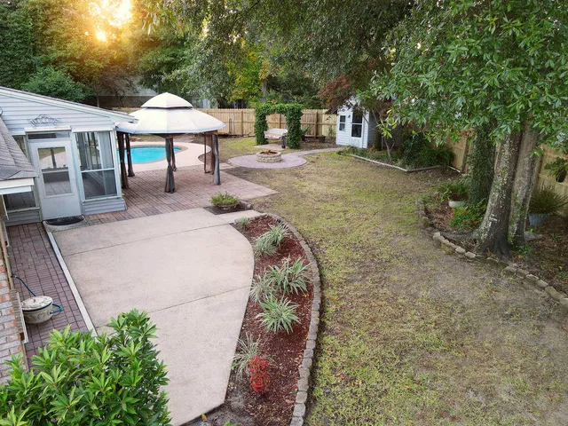 a backyard of a house