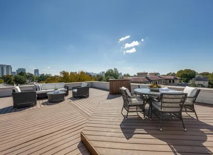 a view of a terrace with seating space