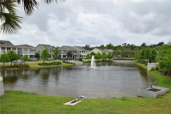 a view of a lake with houses