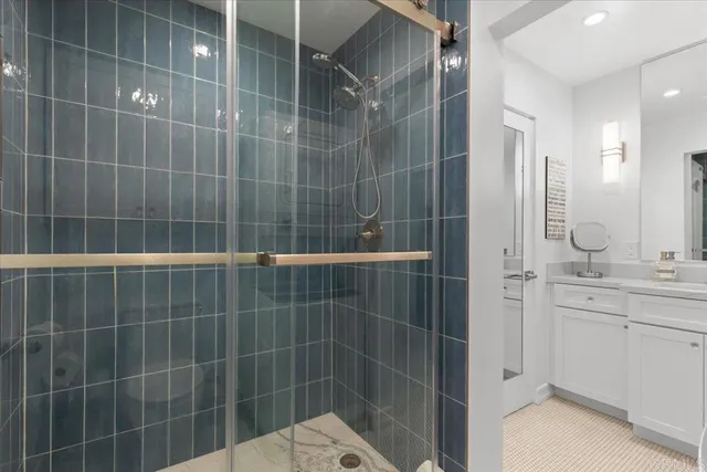 a bathroom with a shower
